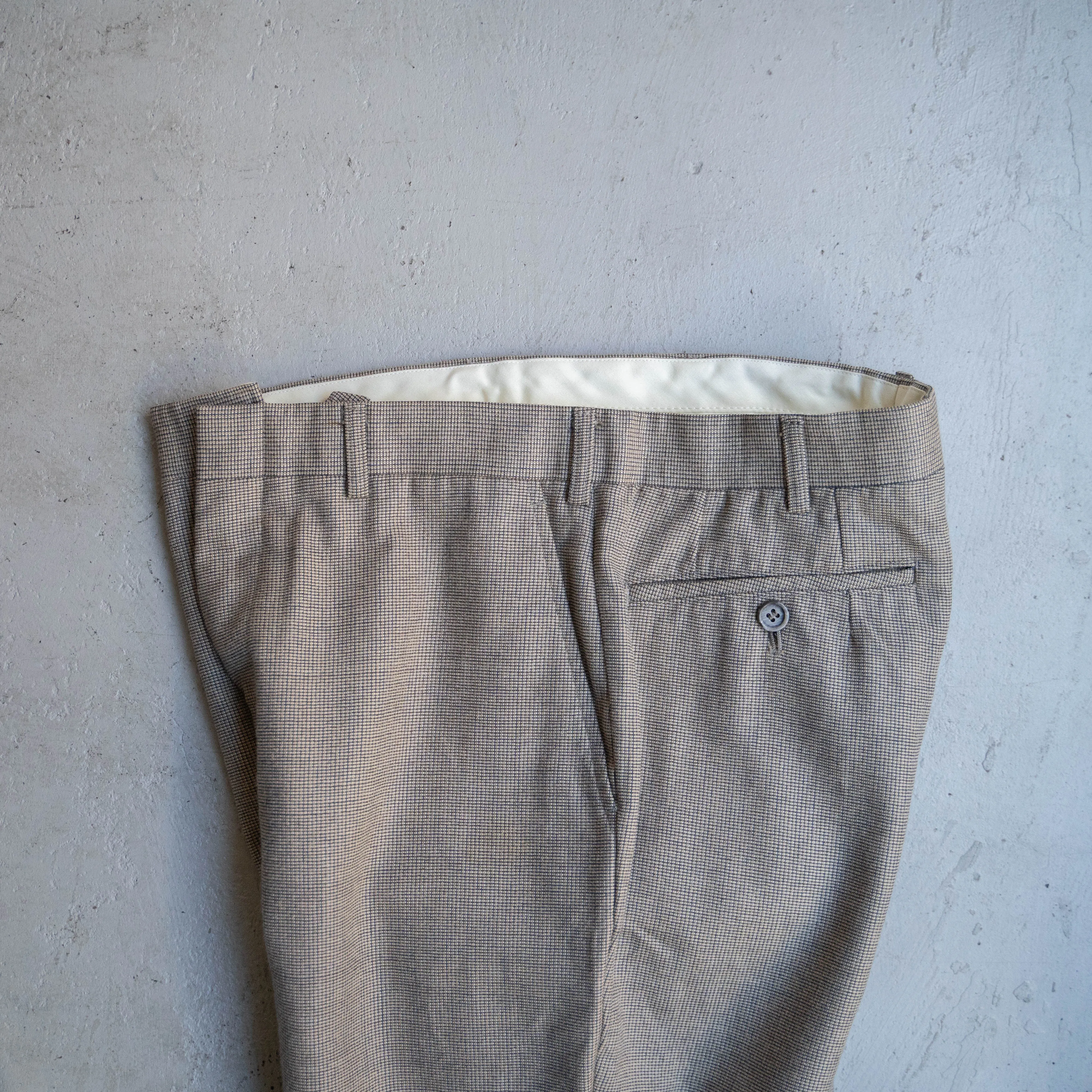 around 1980s Japan vintage beige color check pattern slacks