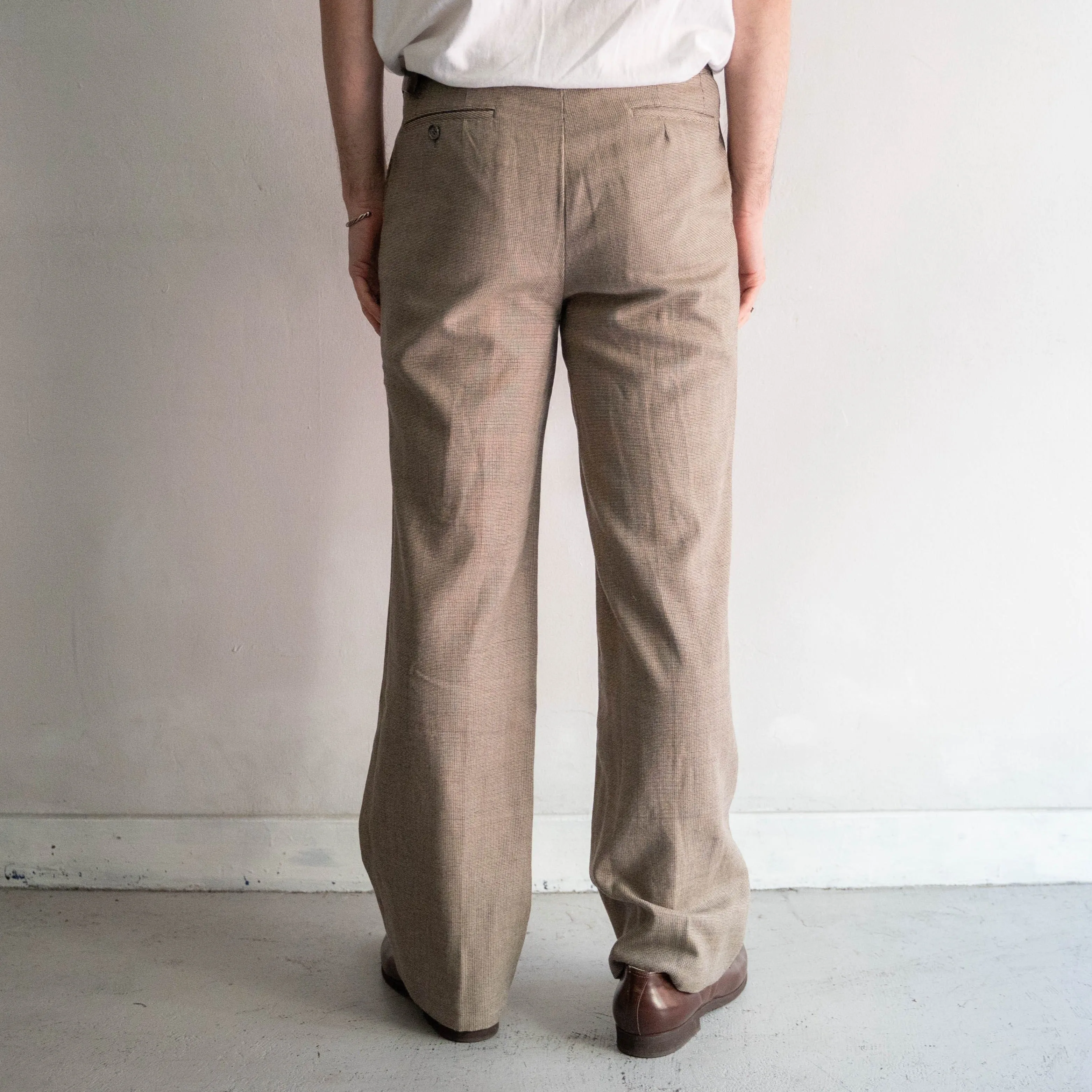 around 1980s Japan vintage beige color check pattern slacks