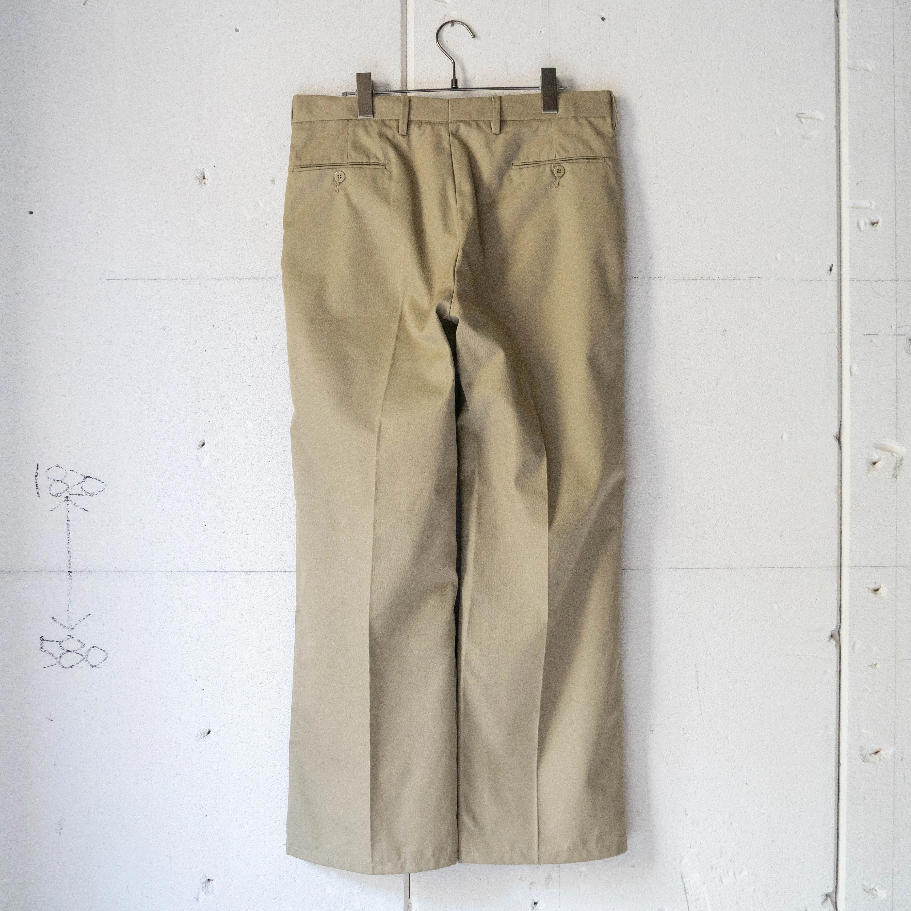 around 1990s Italian military beige color one tuck chino pants 'dead stock'