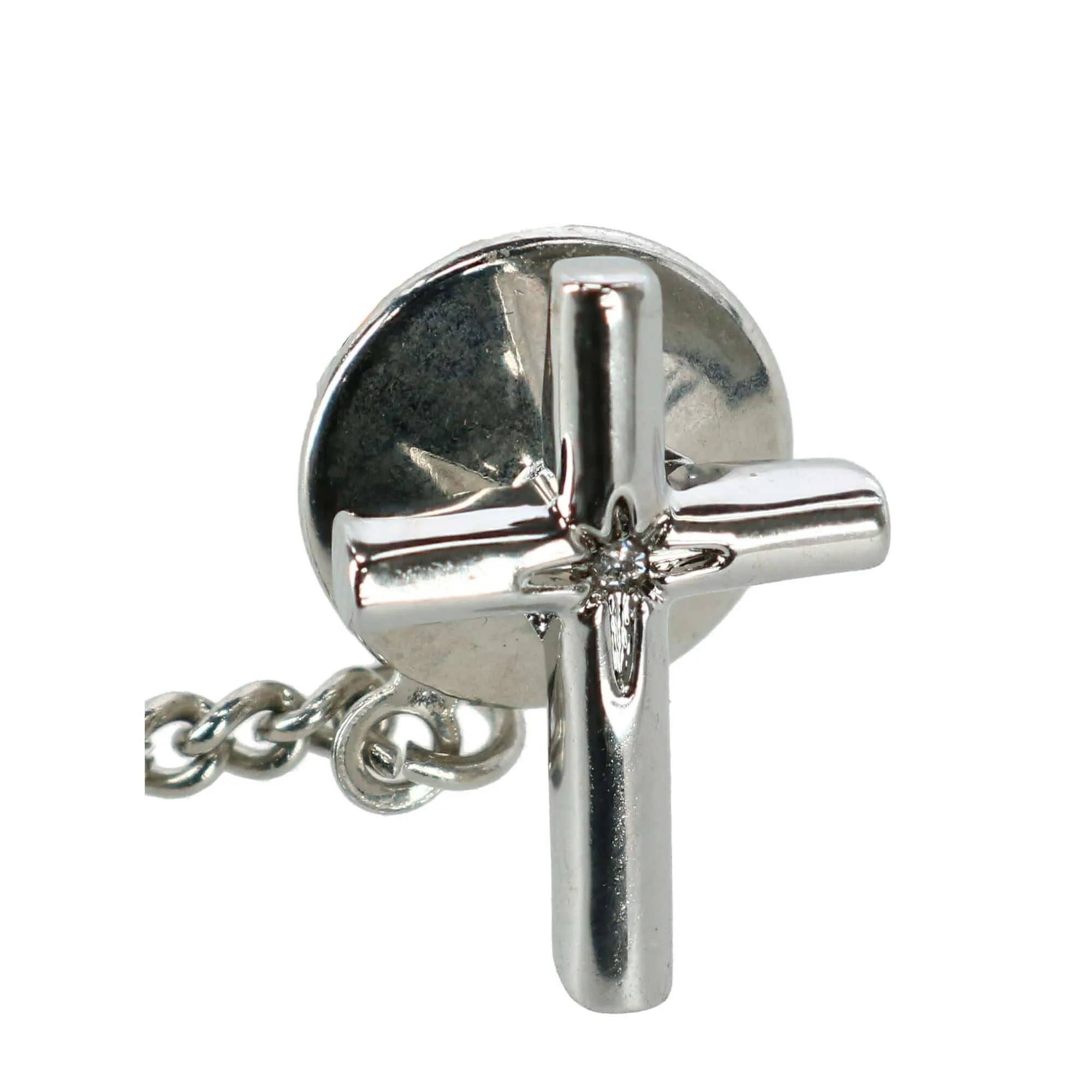 Ascentix Men's Cross Tie Tack with Crystal Center