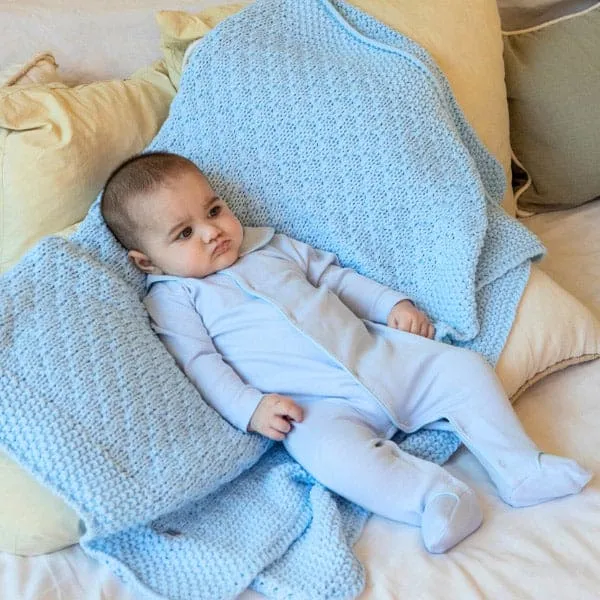 Baby Blue Cotton Footed Babygrow