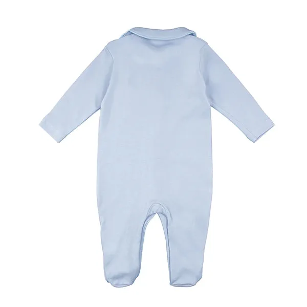 Baby Blue Cotton Footed Babygrow