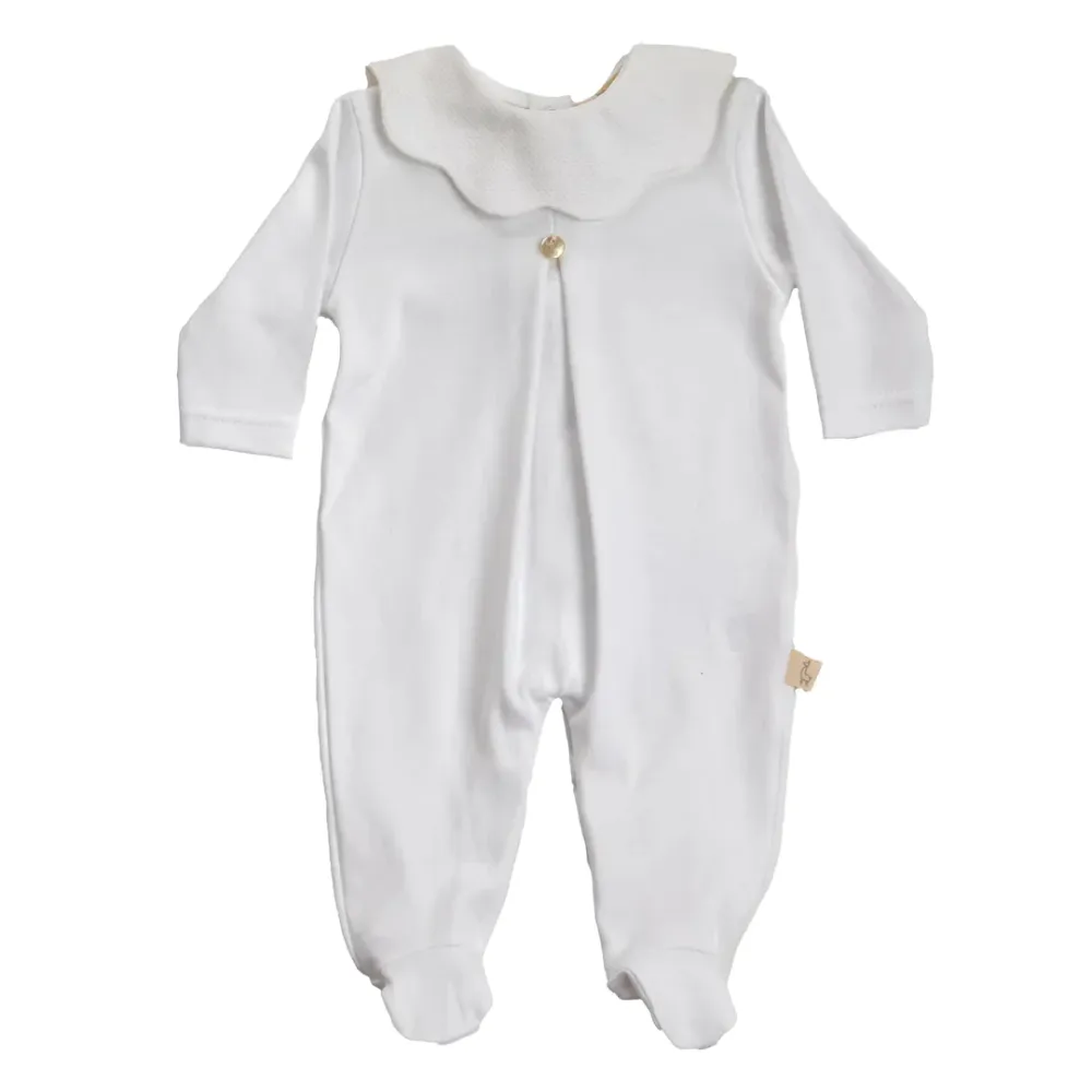 Baby Gi White Cotton Pique Sleepsuit