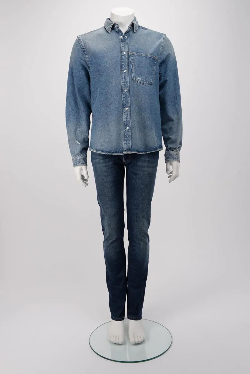 Balenciaga Denim Rose Embroidered Shirt 42