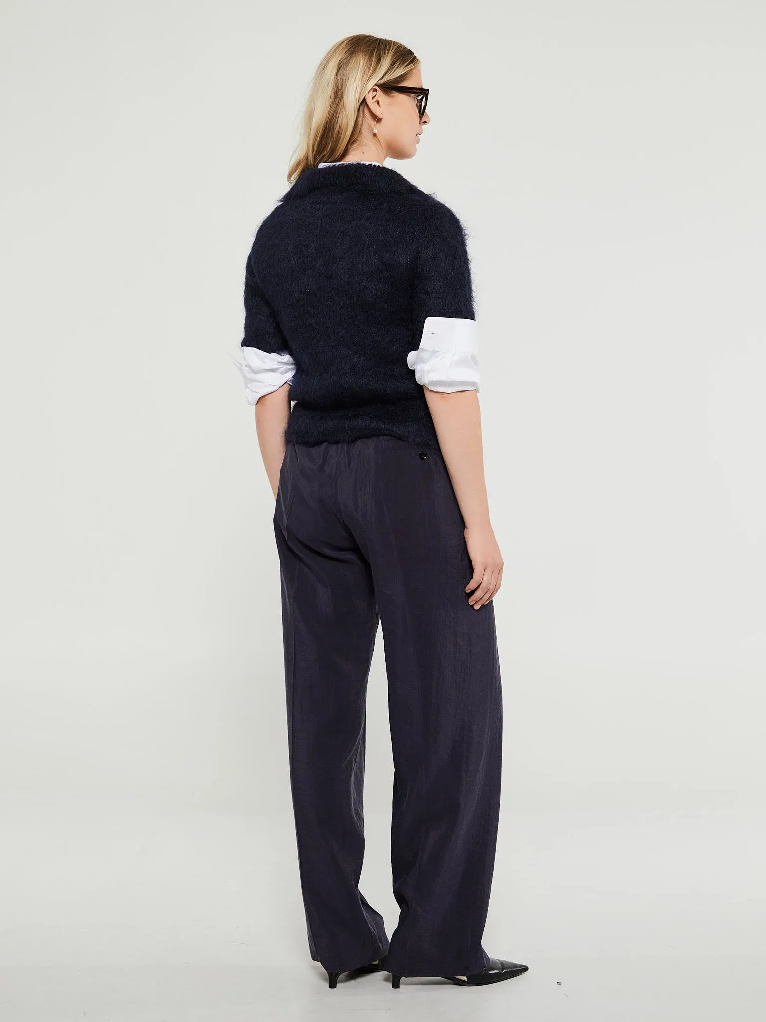 Belted Relaxed Pants in Midnight Violet