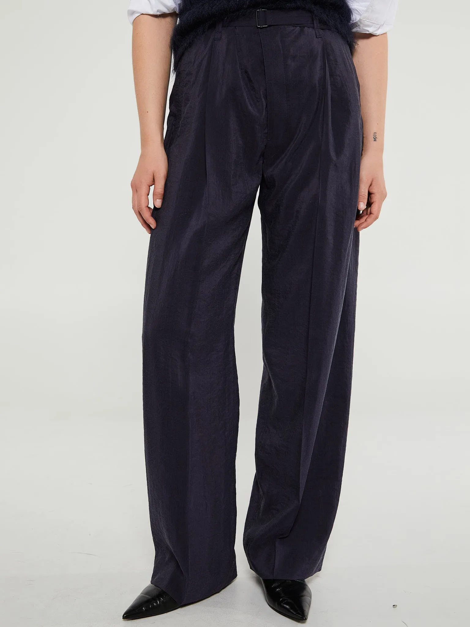 Belted Relaxed Pants in Midnight Violet