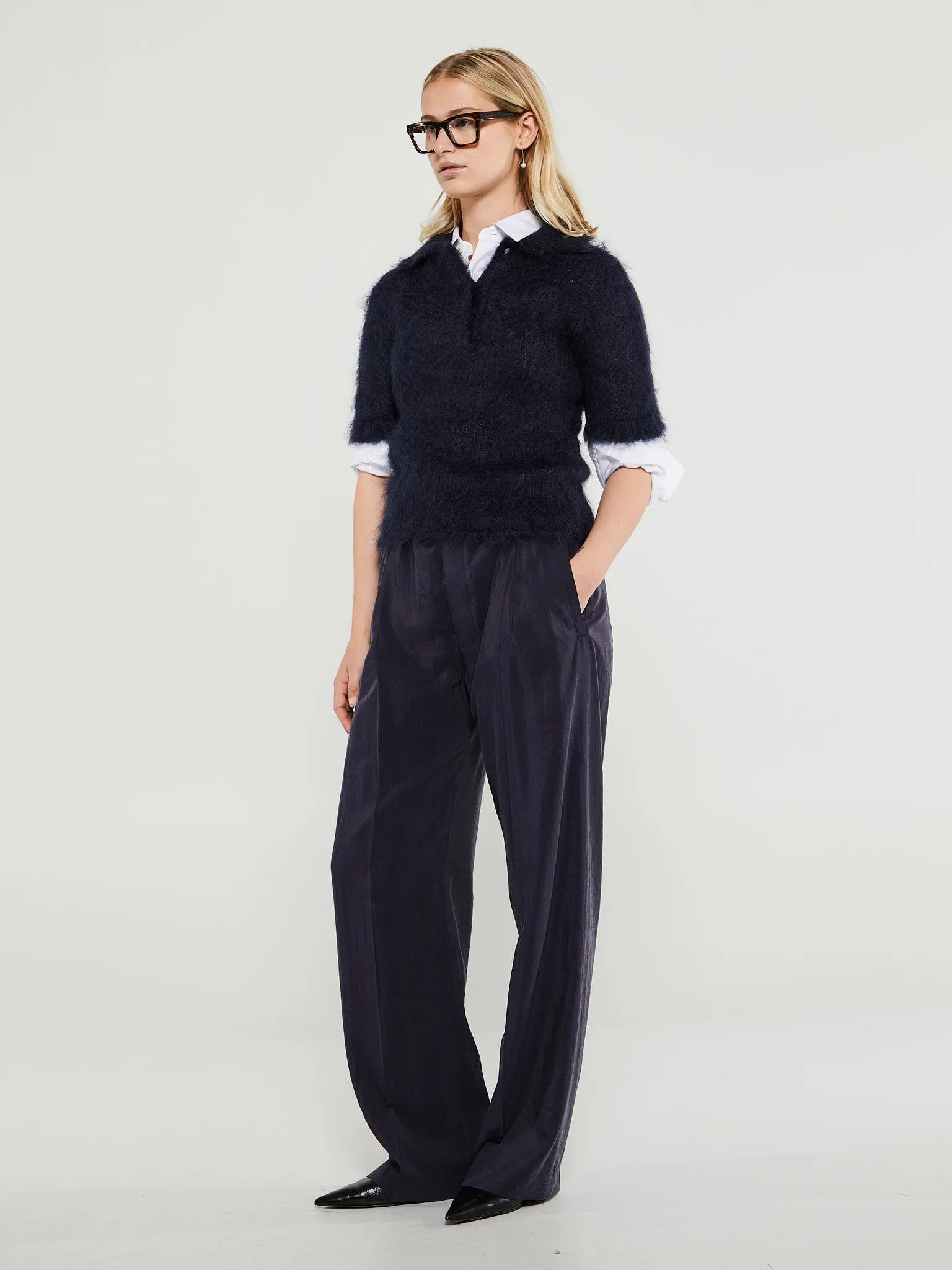 Belted Relaxed Pants in Midnight Violet