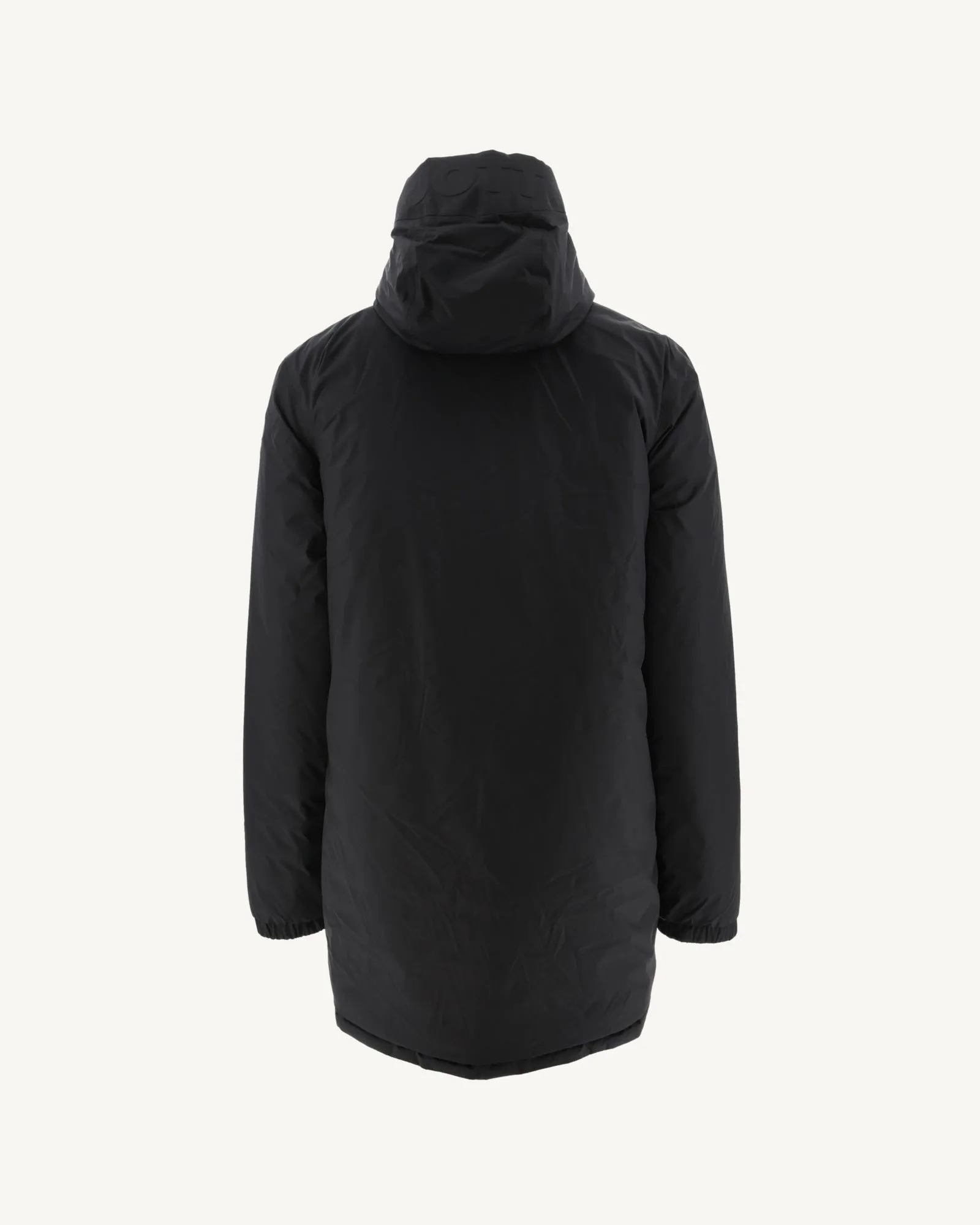 Black Amsterdam long reversible hooded puffer jacket