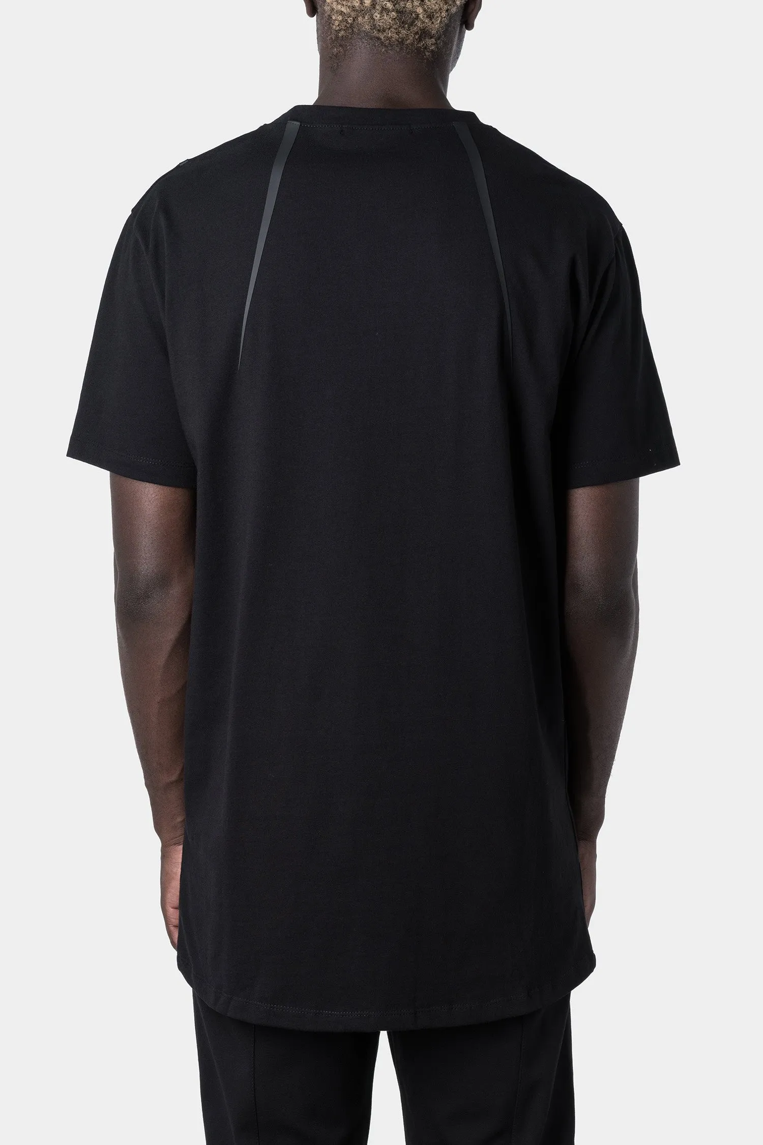 Black on black printed crewneck T-Shirt