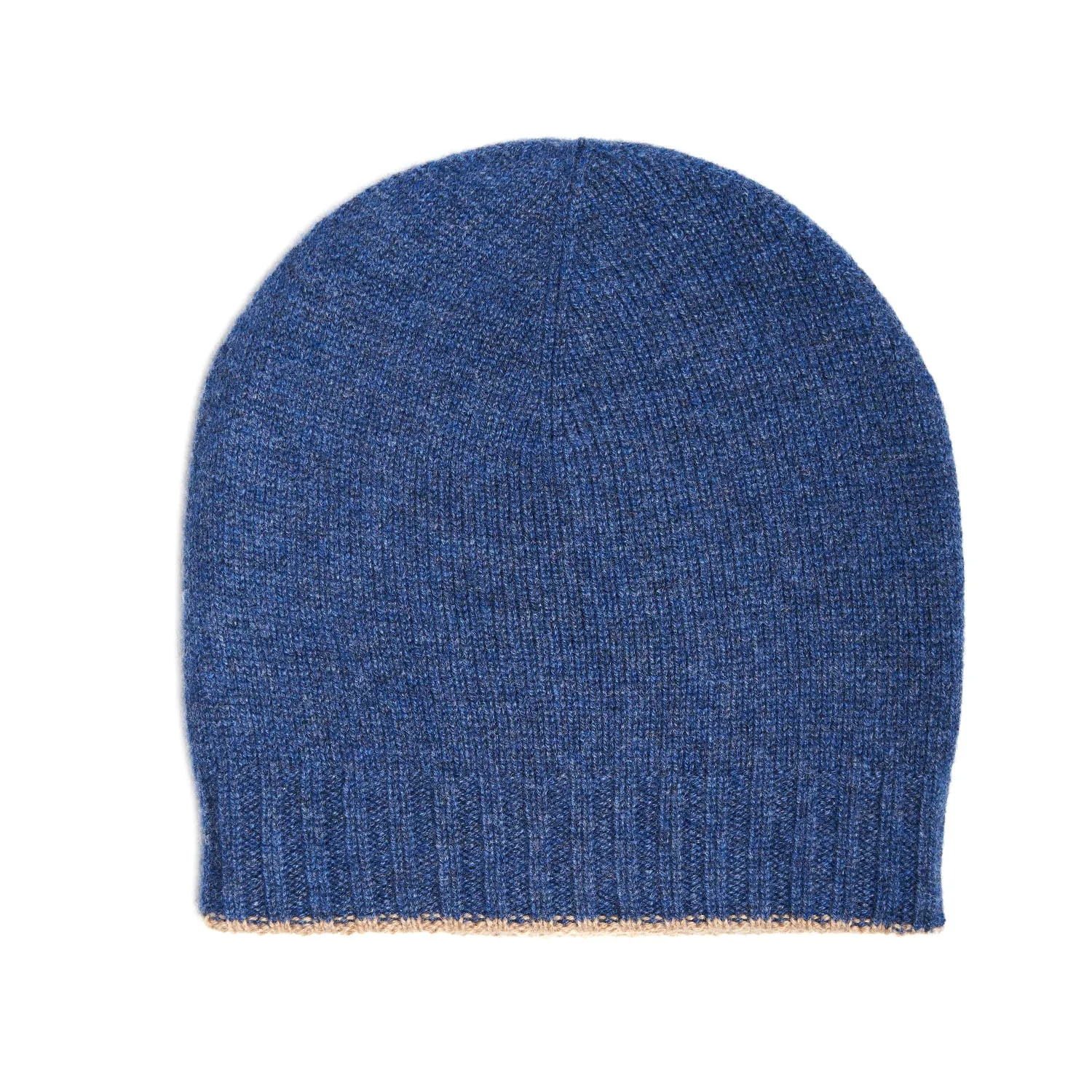 BLUE AND BEIGE BICOLOR BEANIE