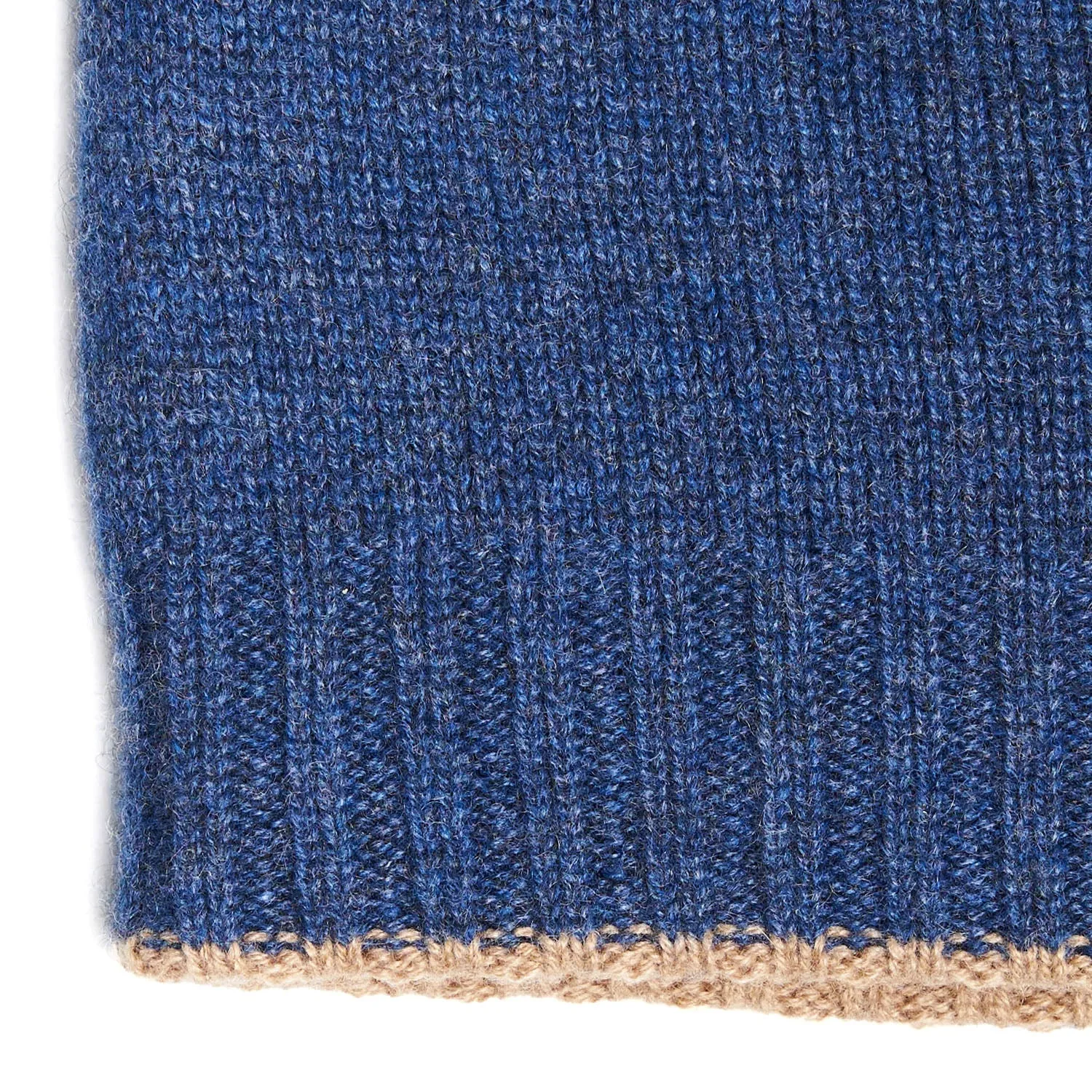 BLUE AND BEIGE BICOLOR BEANIE