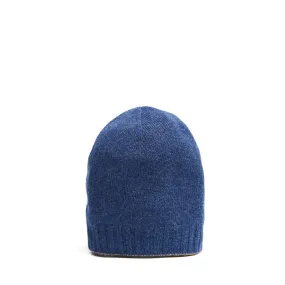 BLUE AND BEIGE BICOLOR BEANIE