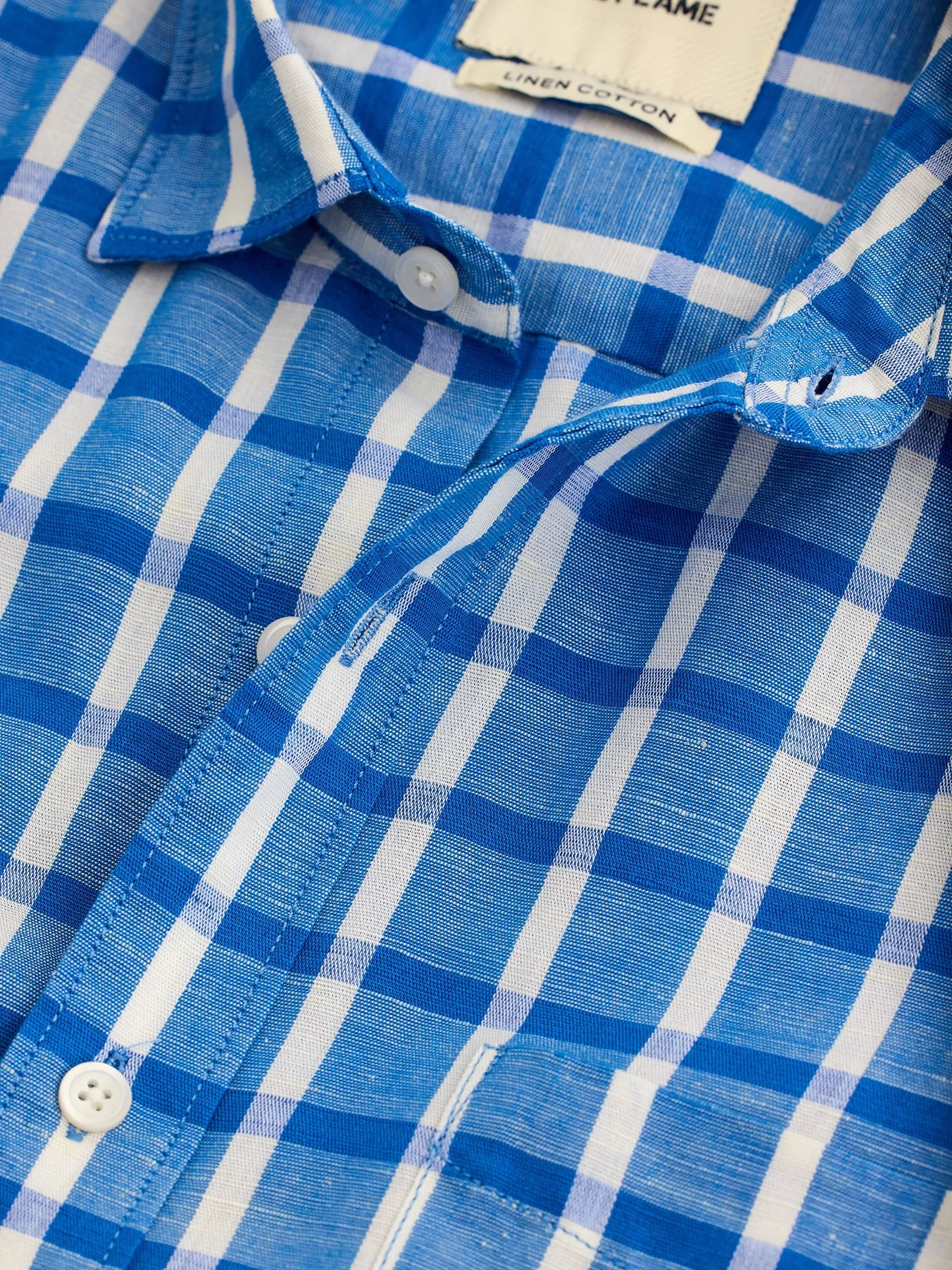 Blue Checked Linen Shirt