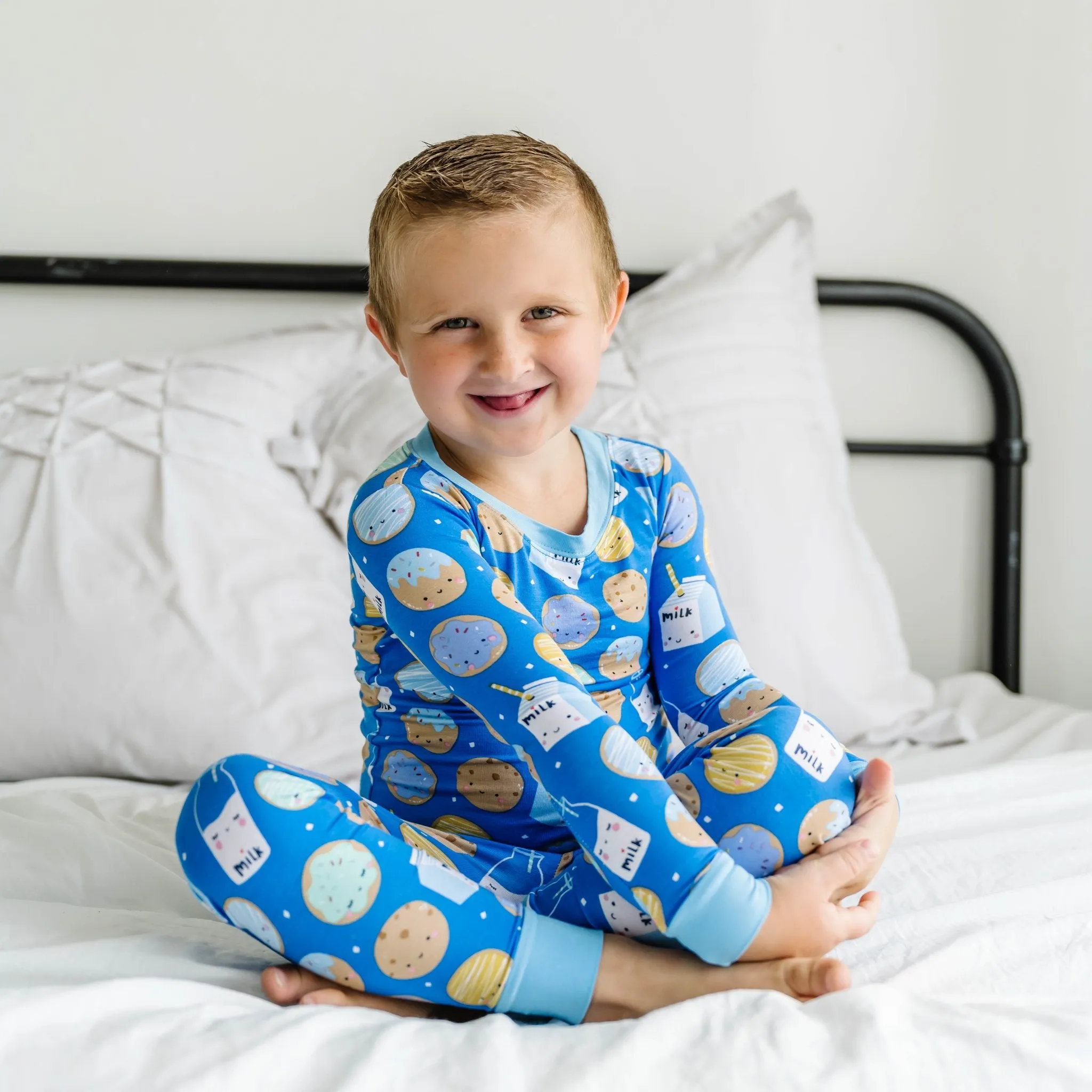 Blue Cookies & Milk Two-Piece Pajama Set