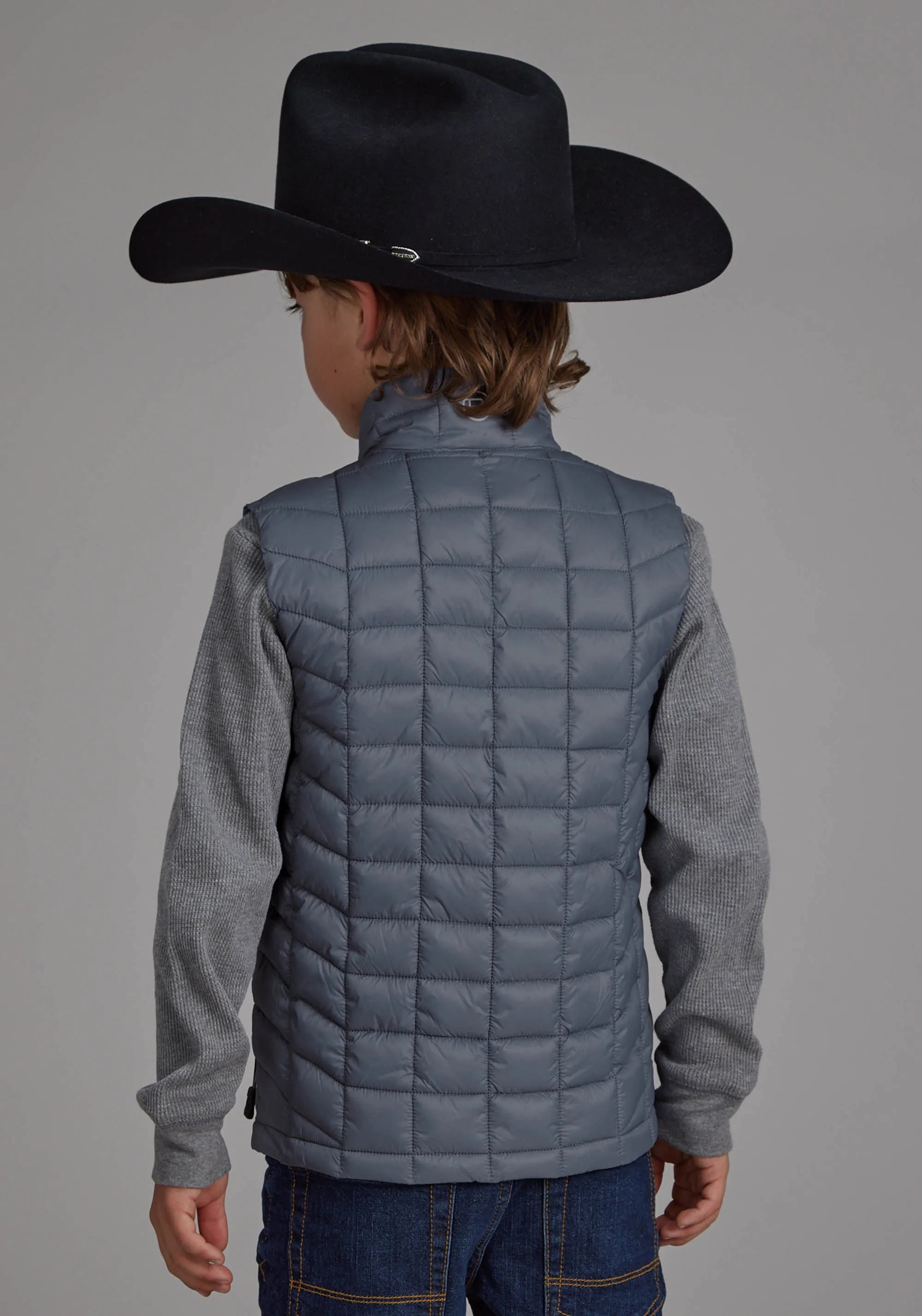 Boy's Roper Grey Parachute Western Vest