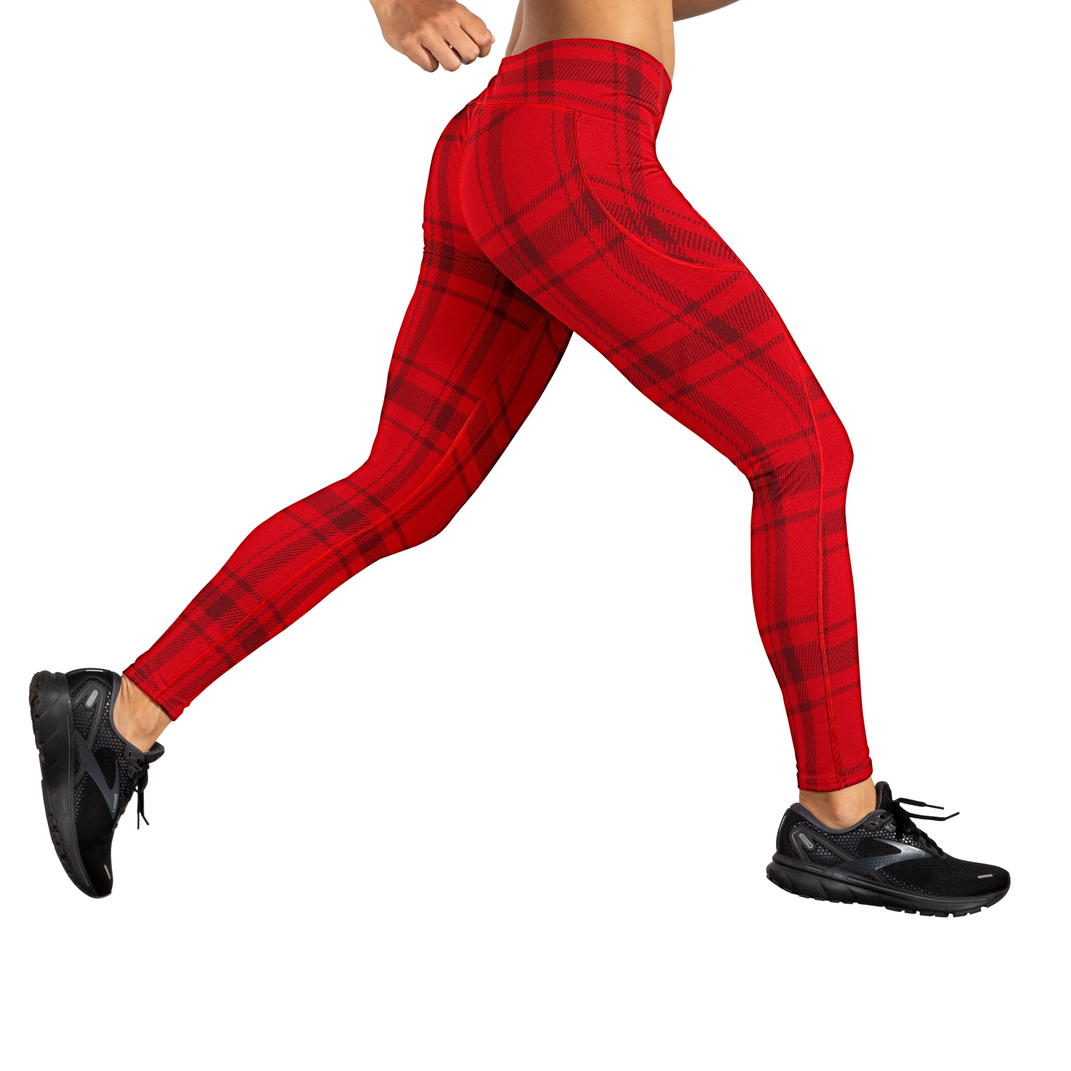 Brooks Women's Moment Tight Run Merry Plaid