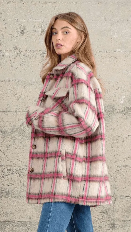 Button Down Furry Jacket by Shop Neighbor 8089