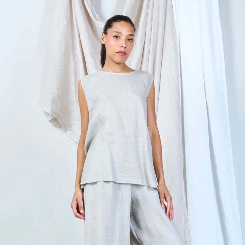 Buttoned linen vest with asymmetric hem wholesale