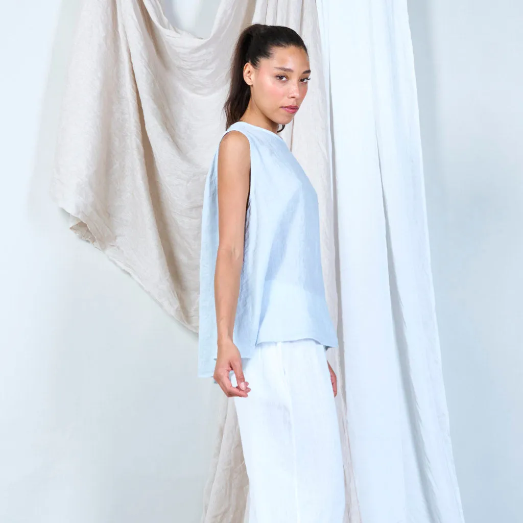 Buttoned linen vest with asymmetric hem wholesale