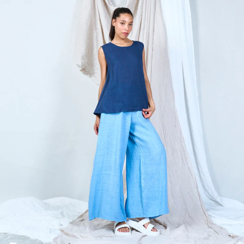 Buttoned linen vest with asymmetric hem wholesale