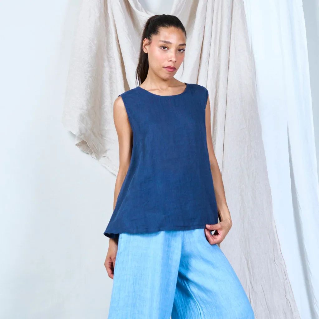 Buttoned linen vest with asymmetric hem wholesale