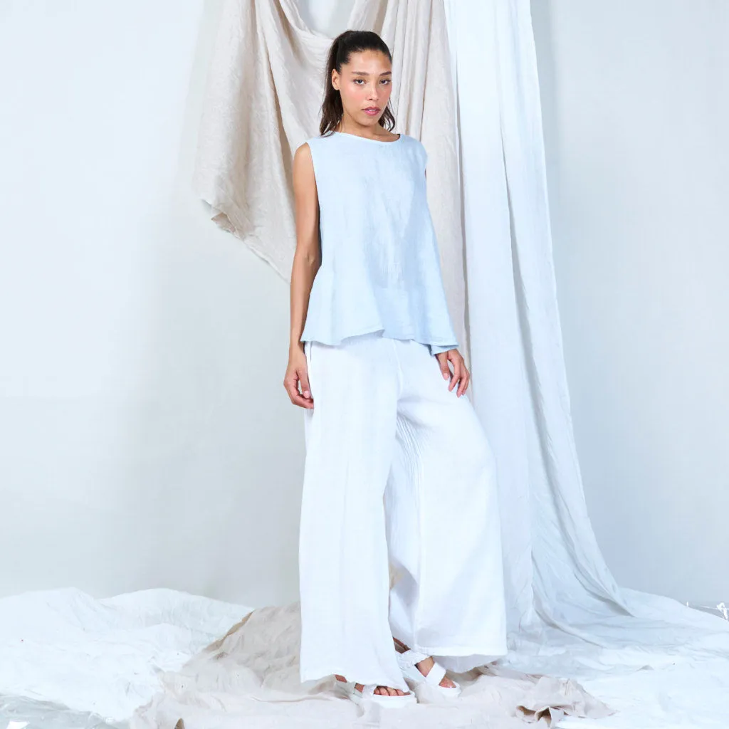 Buttoned linen vest with asymmetric hem wholesale