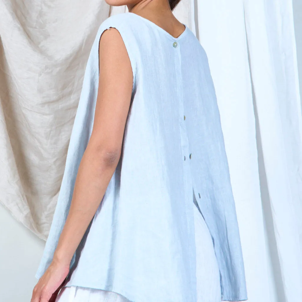 Buttoned linen vest with asymmetric hem wholesale