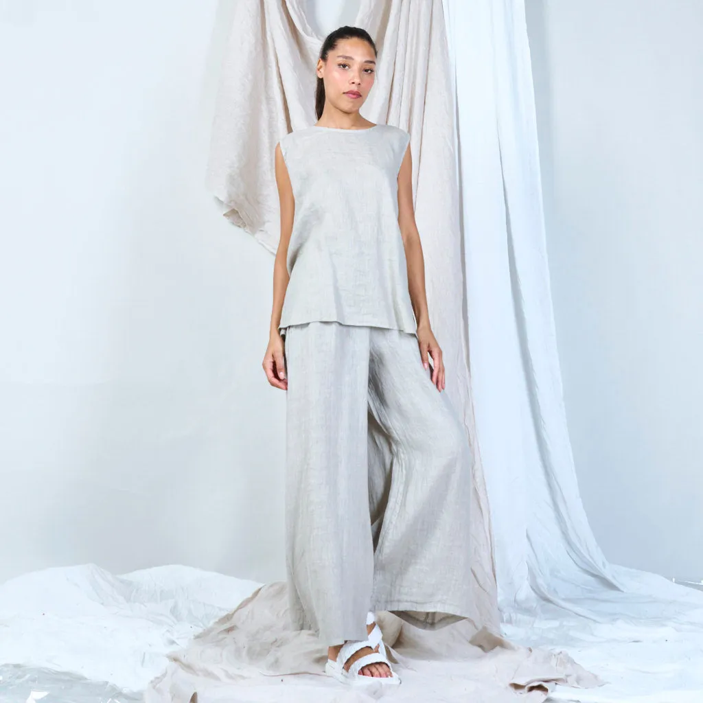 Buttoned linen vest with asymmetric hem wholesale