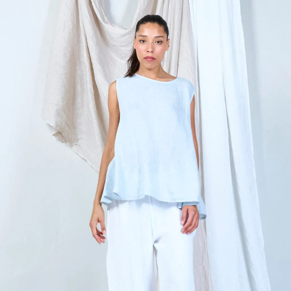 Buttoned linen vest with asymmetric hem wholesale