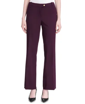 Calvin Klein Women's Straight Fit Stretch Trousers, Burgundy, 14