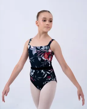 Claudia Dean World Grace White Christmas Collection Floral Camisole Leotard - Girls - Mistletoe Print