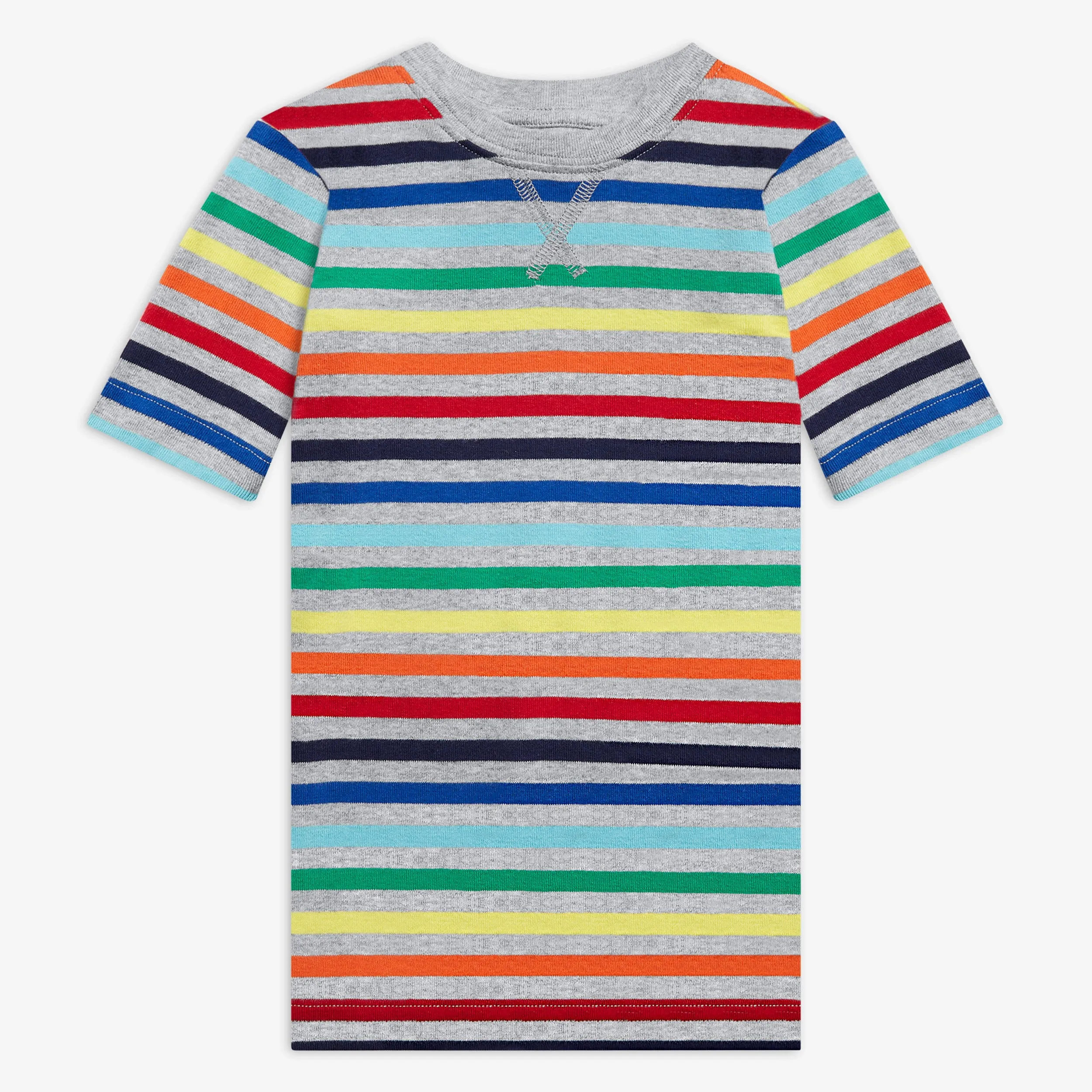 Clearance kids short sleeve pj top in rainbow stripe