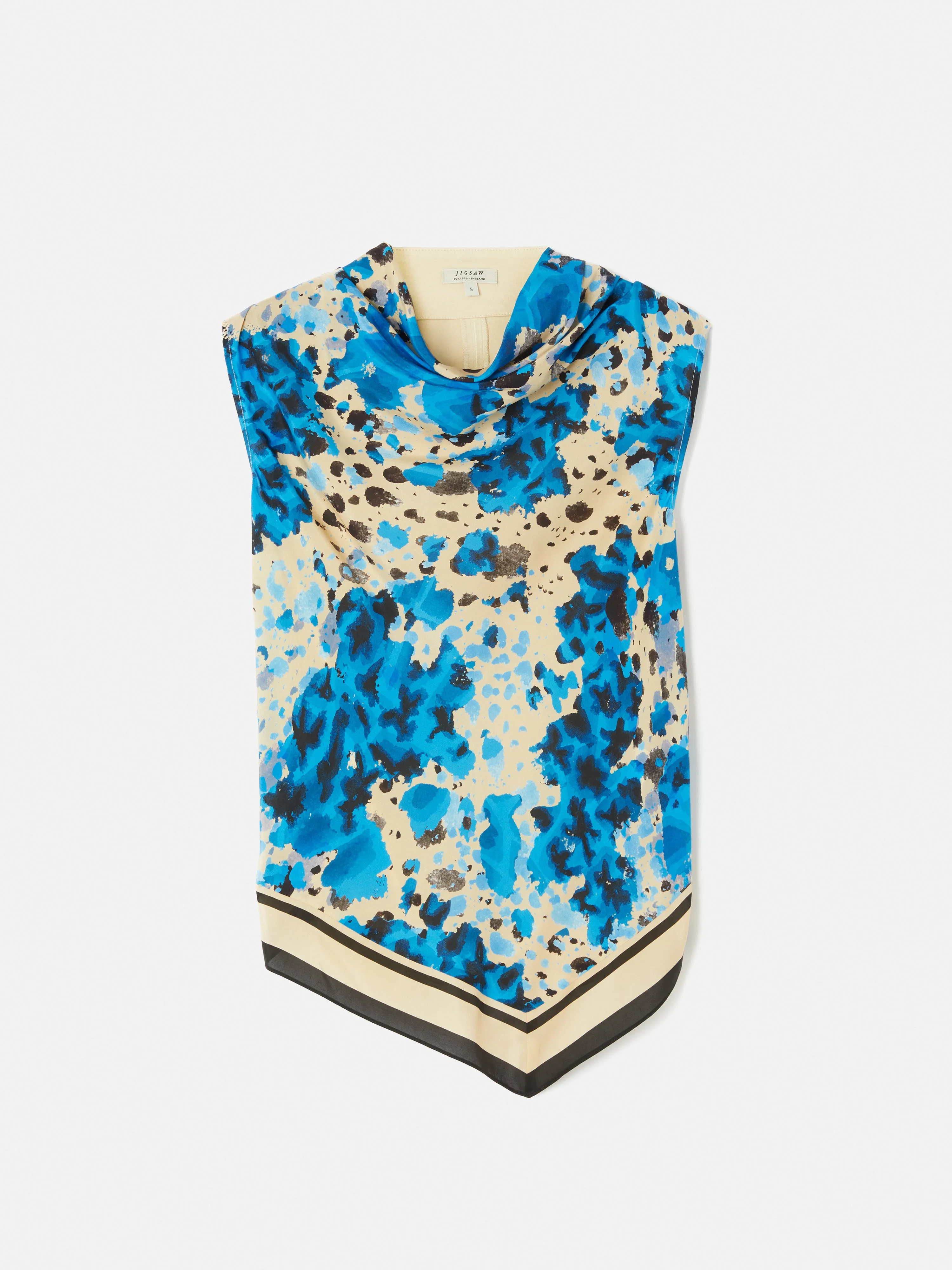 Clouded Leopard Silk Front Top | Blue