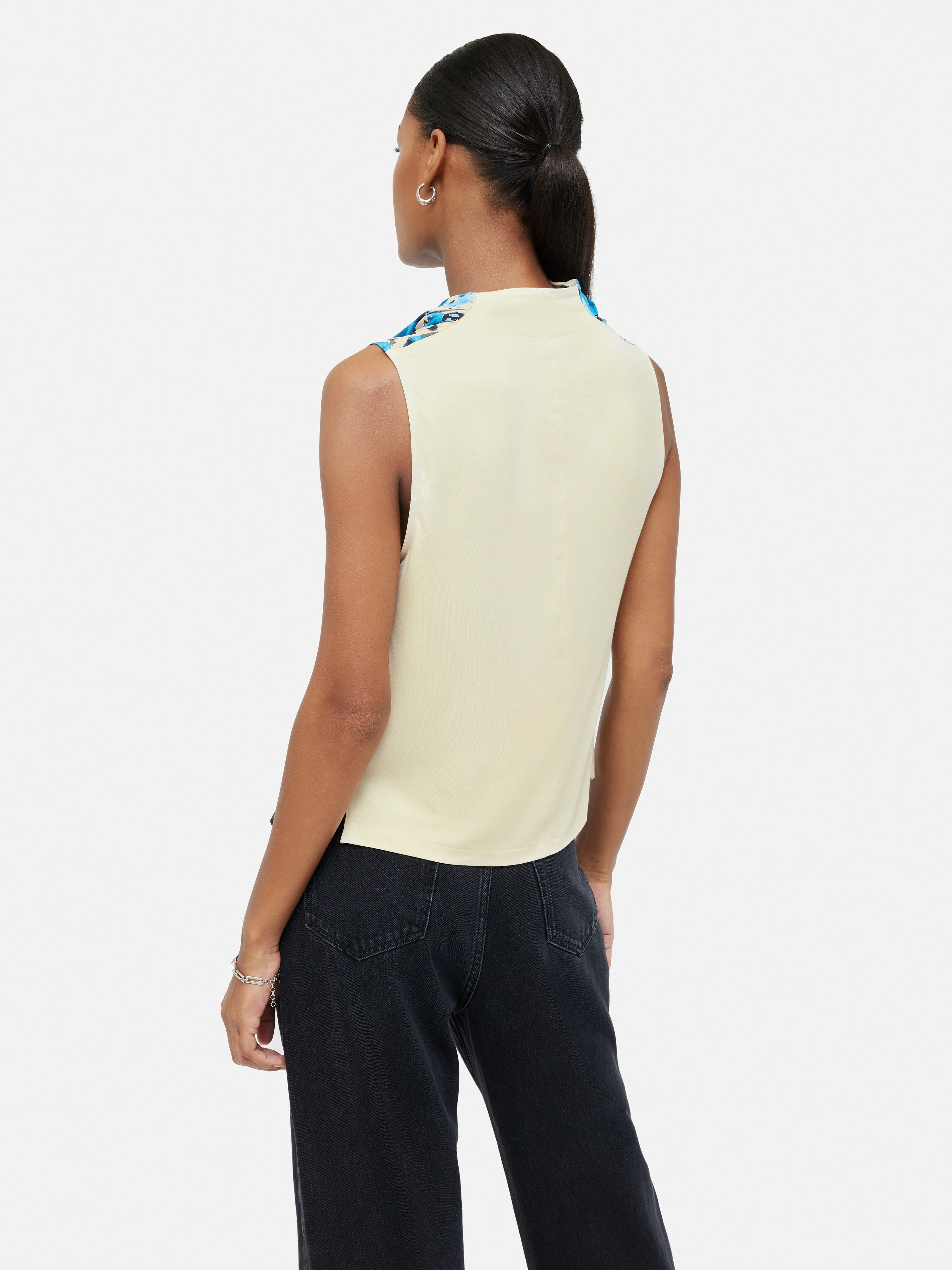 Clouded Leopard Silk Front Top | Blue