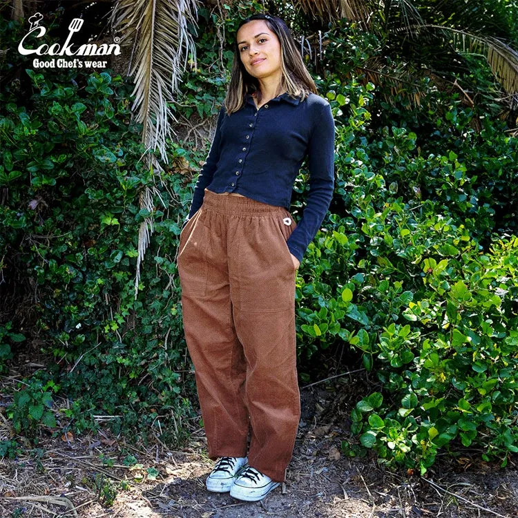 Cookman Harvest Pants Cropped - High Wale Corduroy : Dark Brown