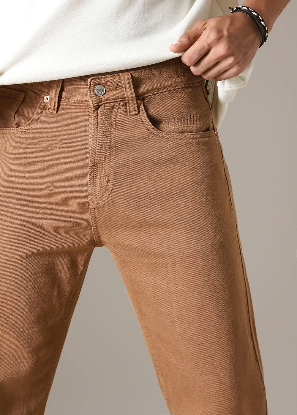 Copper Brown Straight Fit Denim