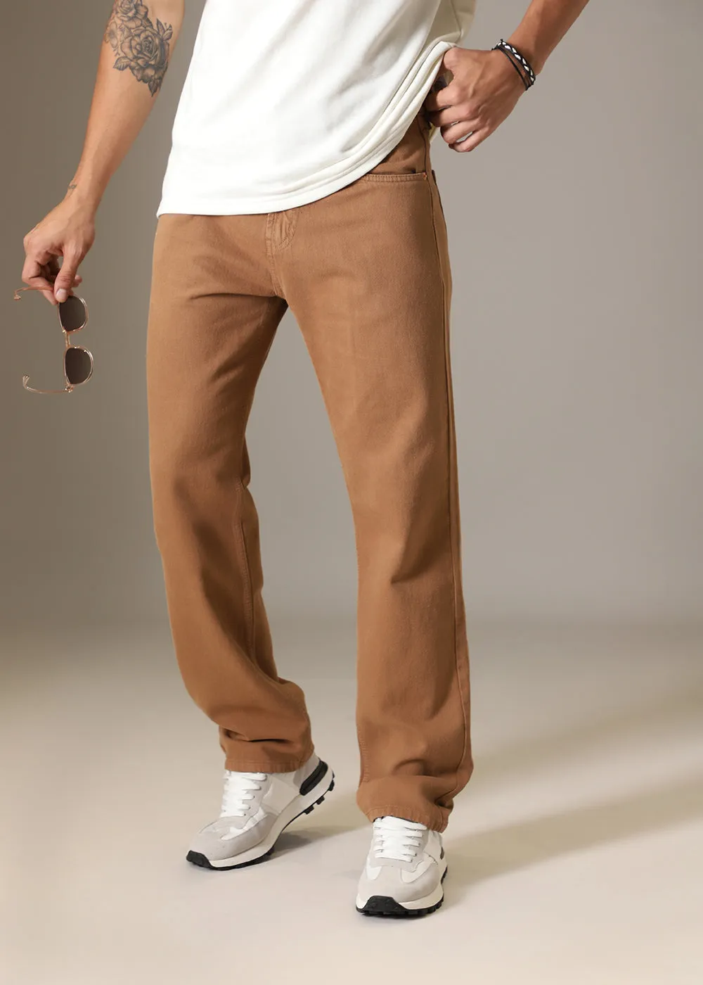 Copper Brown Straight Fit Denim