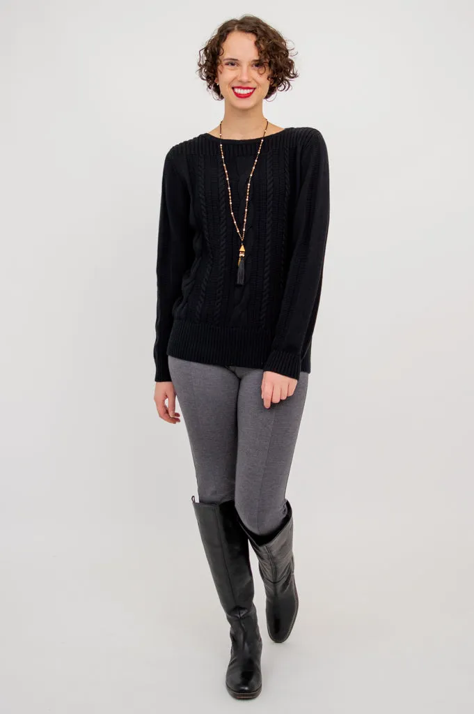 Cora Sweater, Black, Cotton