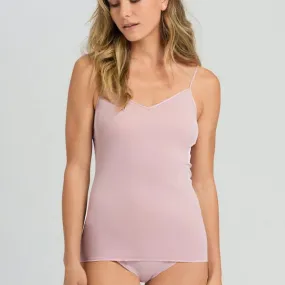 Cotton Seamless Spaghetti Camisole in Pale Pink