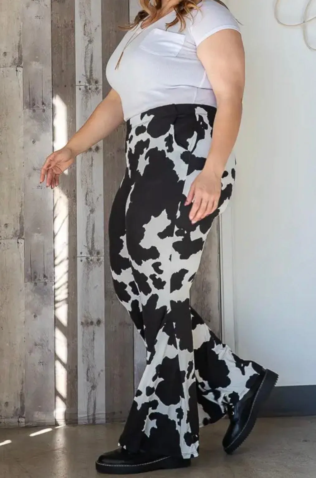 Cow Print Palazzo Pants in Plus Size