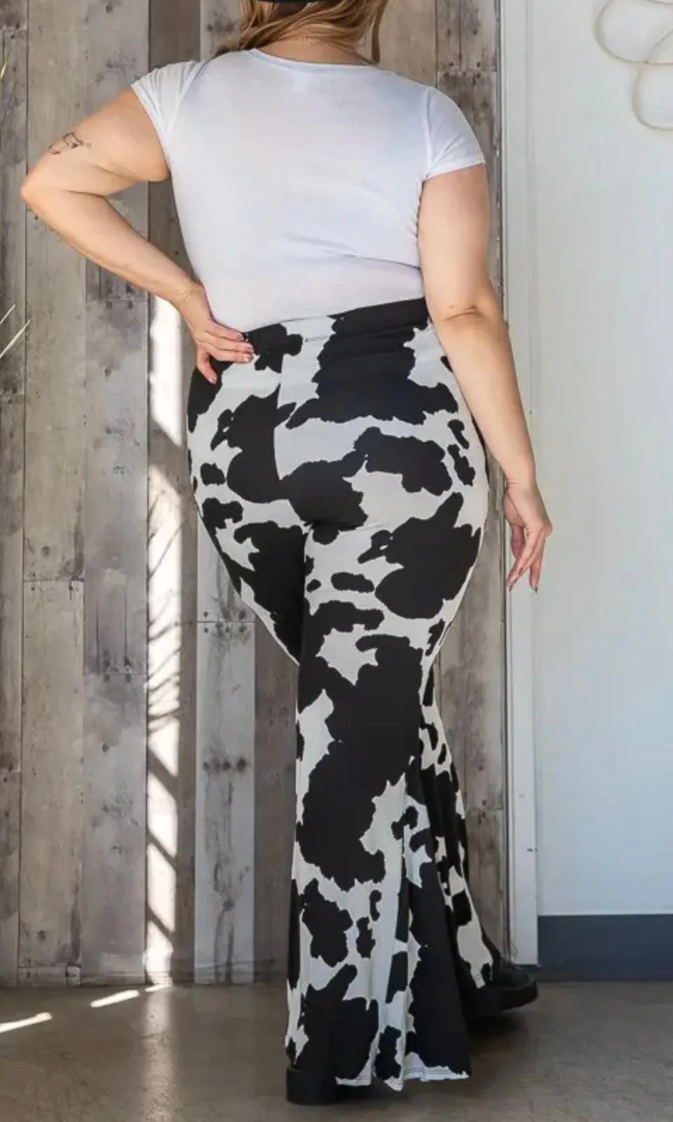 Cow Print Palazzo Pants in Plus Size