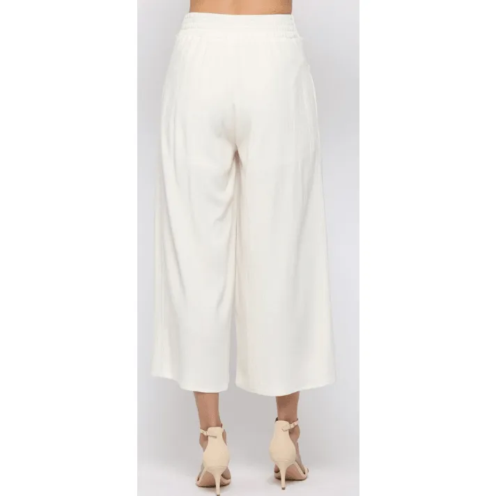 Culottes Pants in Ivory & Pastel Yellow by Fate