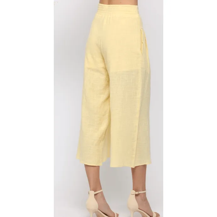 Culottes Pants in Ivory & Pastel Yellow by Fate