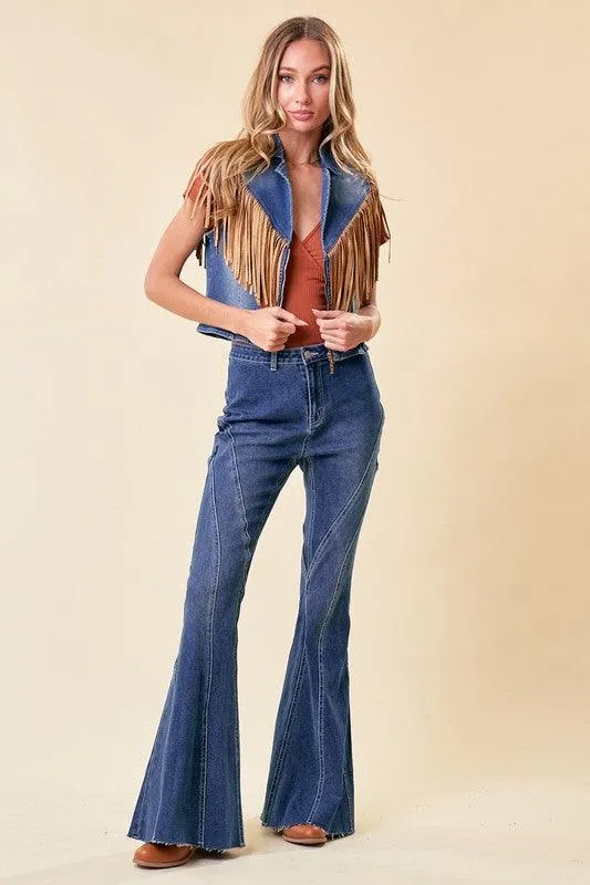 DALANEY FRINGED DENIM MOTOR VEST