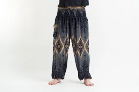 Diamond Peacock Unisex Harem Pants in Black