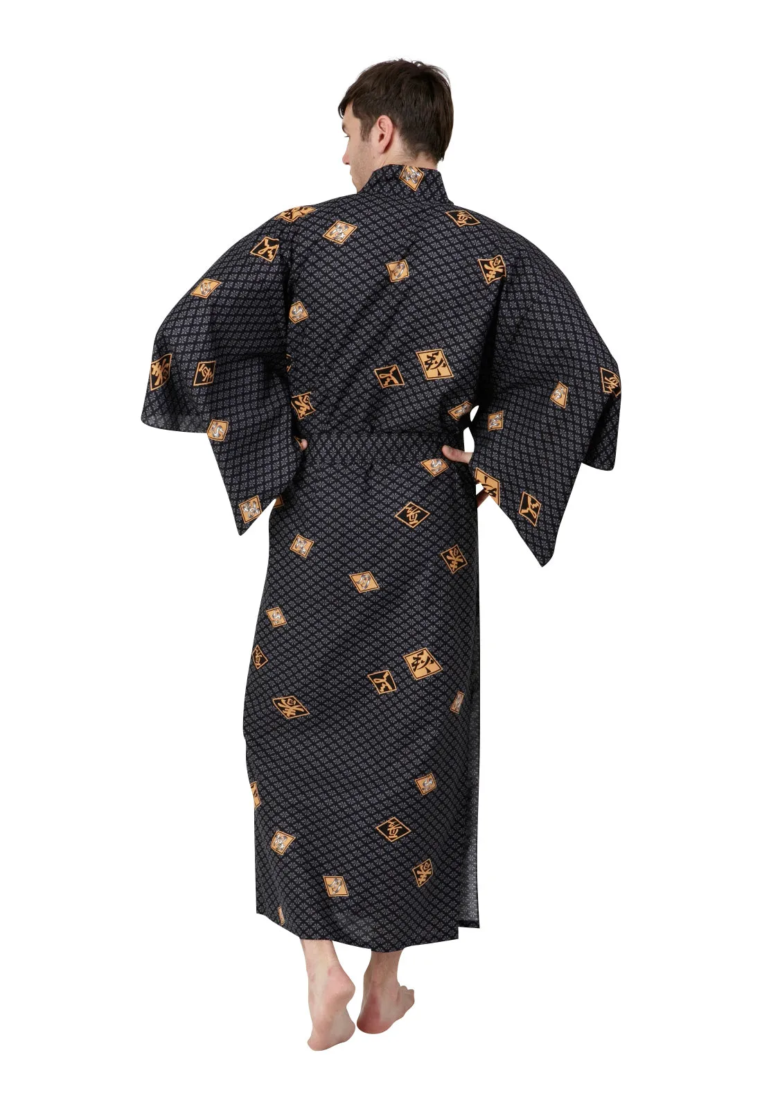 Diamonds Long Cotton Yukata Mens Kimono