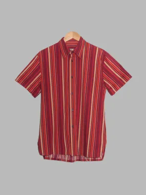 Dirk Bikkembergs red and orange cotton striped short sleeve shirt