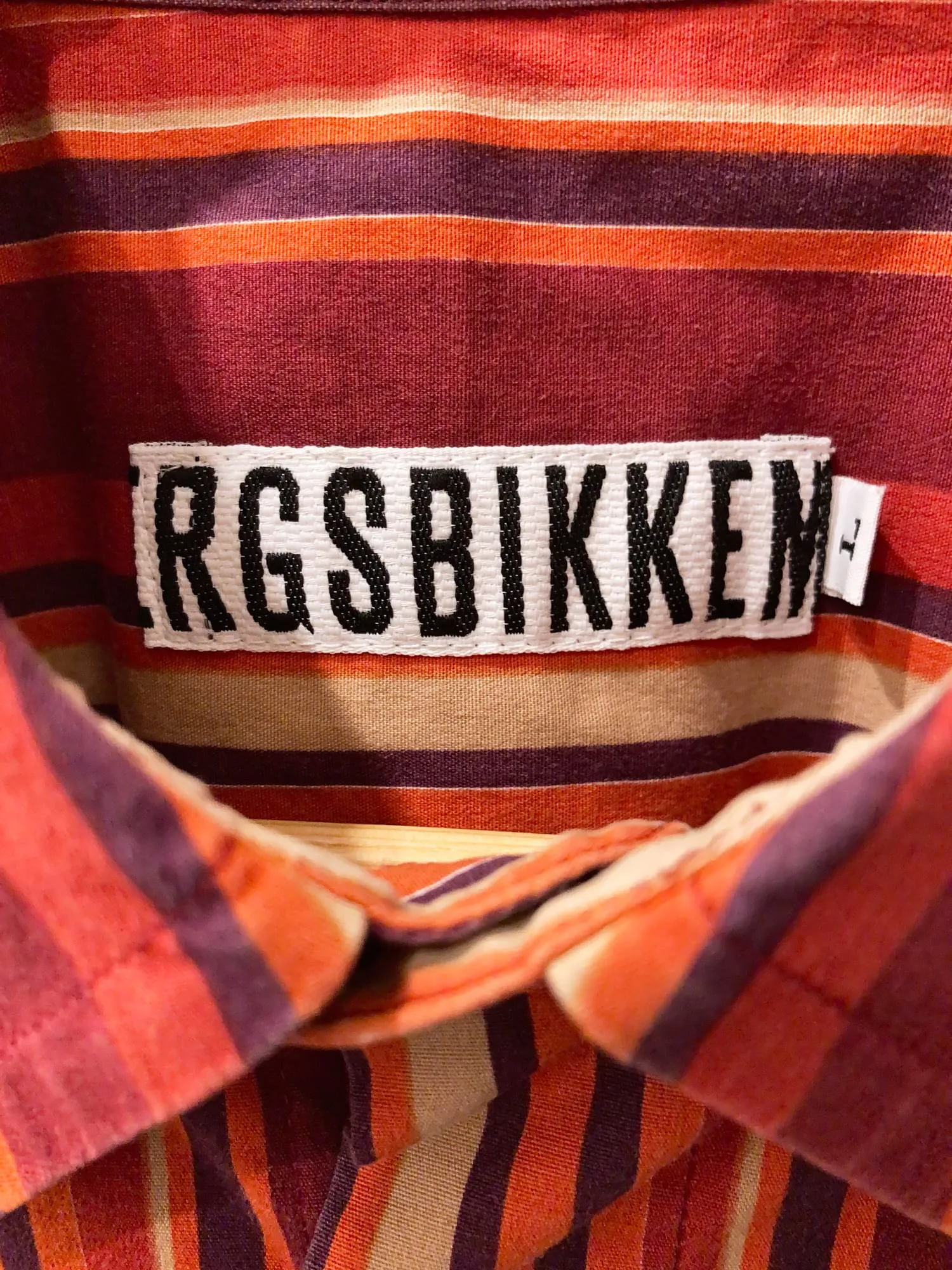 Dirk Bikkembergs red and orange cotton striped short sleeve shirt