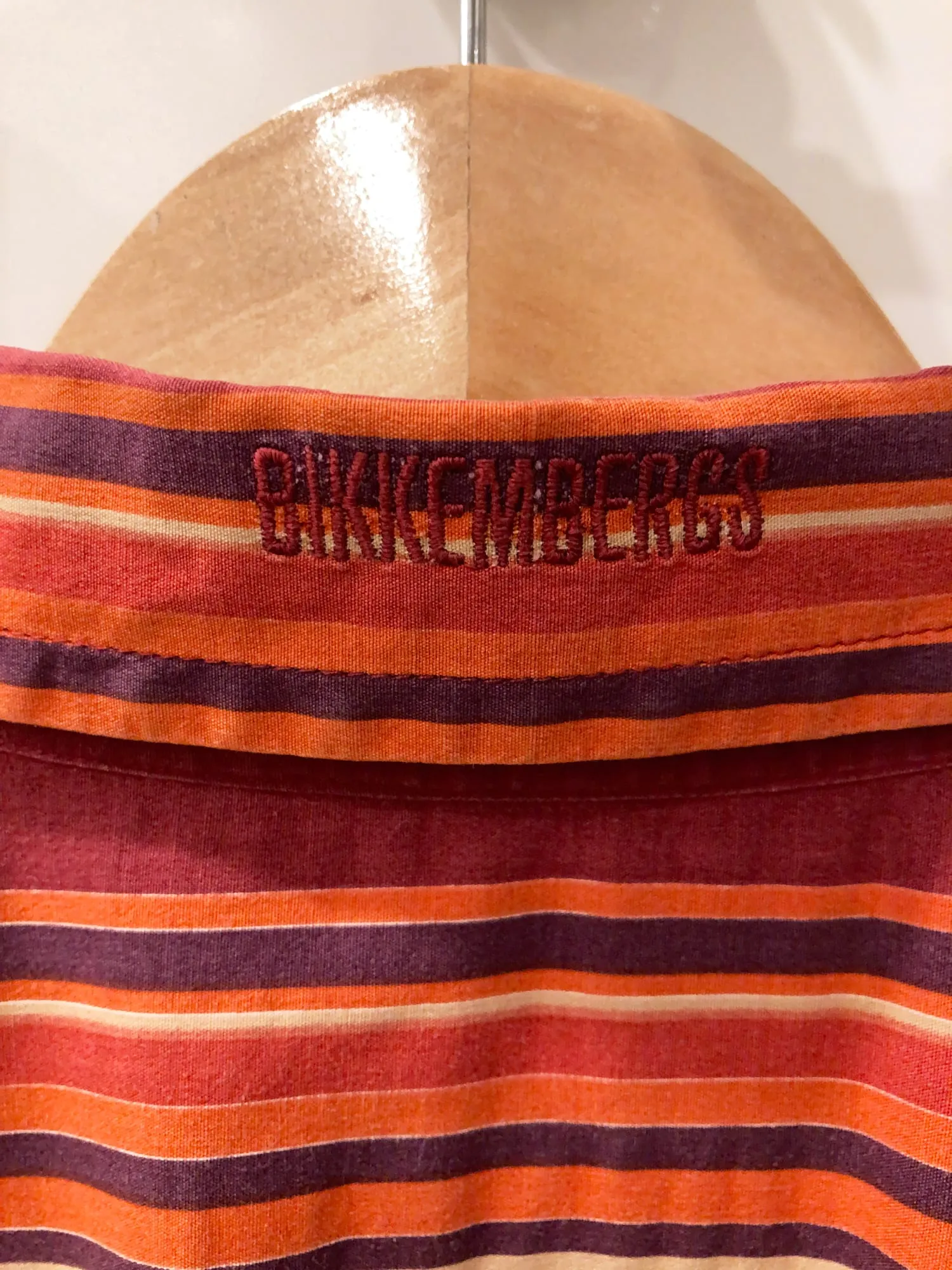 Dirk Bikkembergs red and orange cotton striped short sleeve shirt