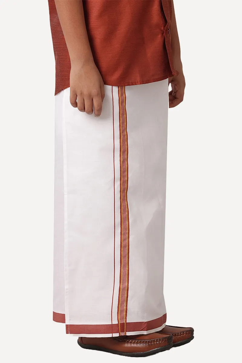 Divine - Brown Matching Fixit Dhoti and Shirt 2 in 1 Set For Kids | Uathayam